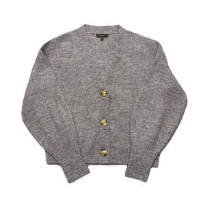 Quince Baby Alpaca Wool Cropped Cardigan Sweater Charcoal Gray Size S